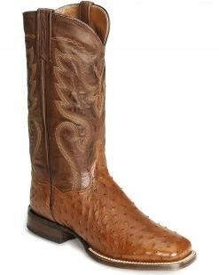 Dan Post Full Quill Ostrich Cowboy Certified Cowboy Boots - Wide Square Toe For Men's