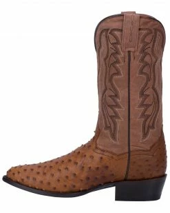 Dan Post Men's Full Quill Ostrich Tempe Western Boots Saddle Tan -Dan Post Shop 066850 C9 P3