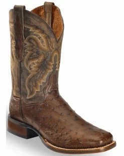Dan Post Men's Alamosa Exotic Ostrich Cowboy Certified Boots Chocolate