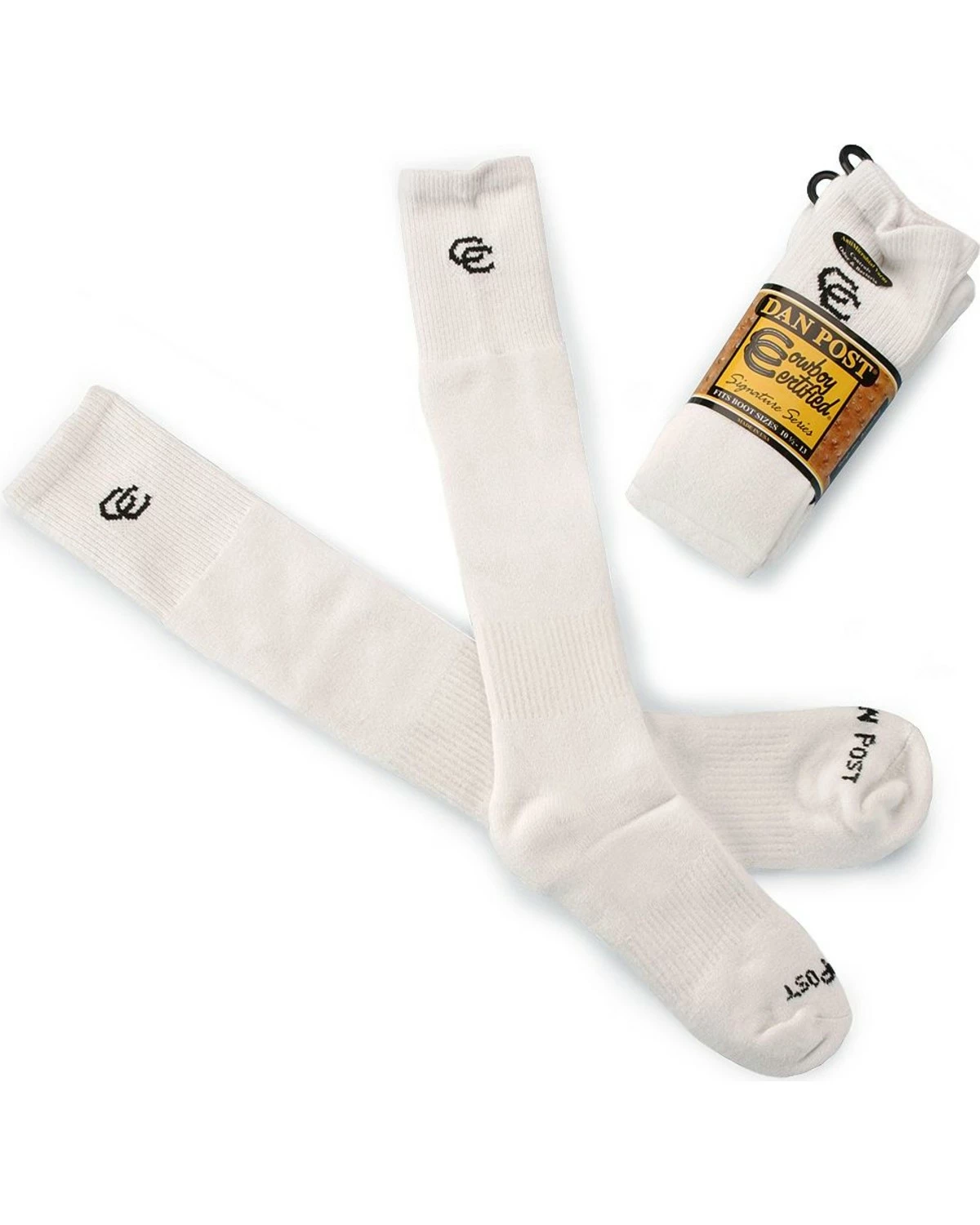 Dan Post Cowboy Certified 2-Pack Over-the-Calf Socks For Men's White 4 Dan Post Cowboy Certified 2-Pack Over-the-Calf Socks For Men's White - Image 3