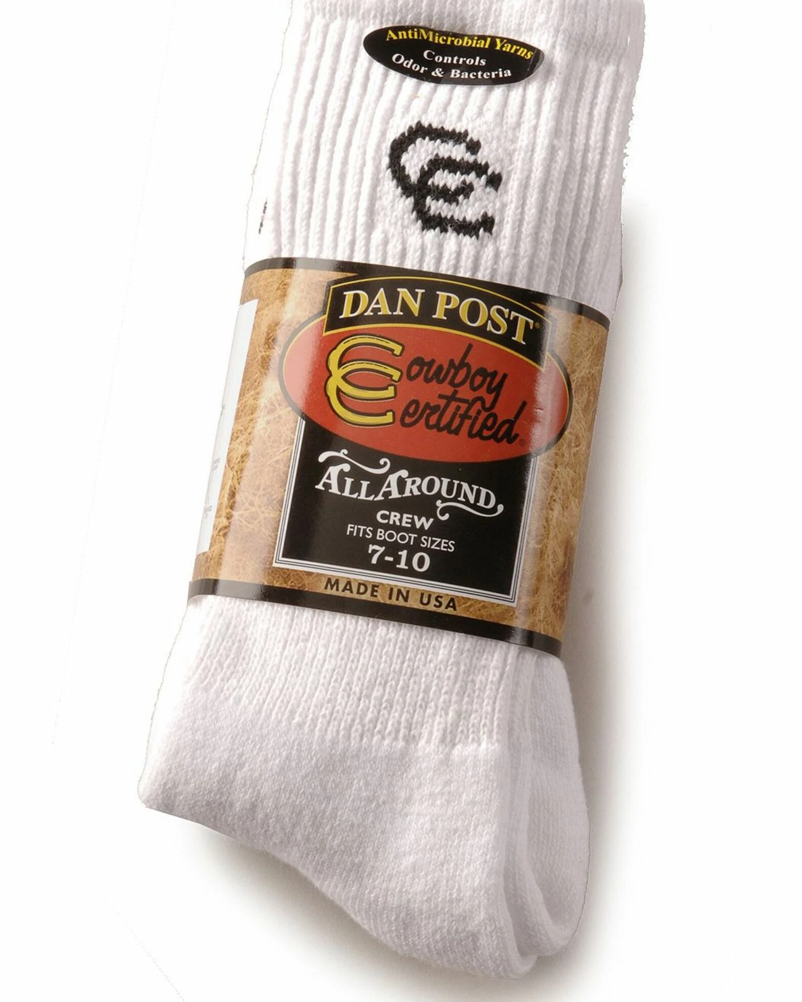 Dan Post Men's Cowboy Certified Crew Socks White 4 Dan Post Men's Cowboy Certified Crew Socks White - Image 2