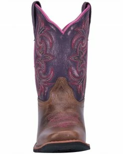 Dan Post Girls' Majesty Brown/Purple Western Boots - Square Toe -Dan Post Shop 2000225518 200 P5