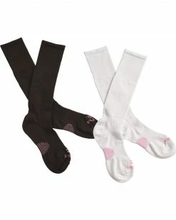 Dan Post Women's Cowgirl Certified Sleek Thin Socks - Black And White Black/white