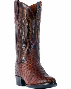 Dan Post Men's Pershing Brass Full Quill Ostrich Cowboy Boots - Medium Toe