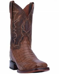 Dan Post Men's Kingsly Chocolate Caiman Western Boots - Wide Square Toe