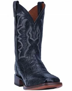 Dan Post Men's Kingsly Black Caiman Western Boots - Wide Square Toe