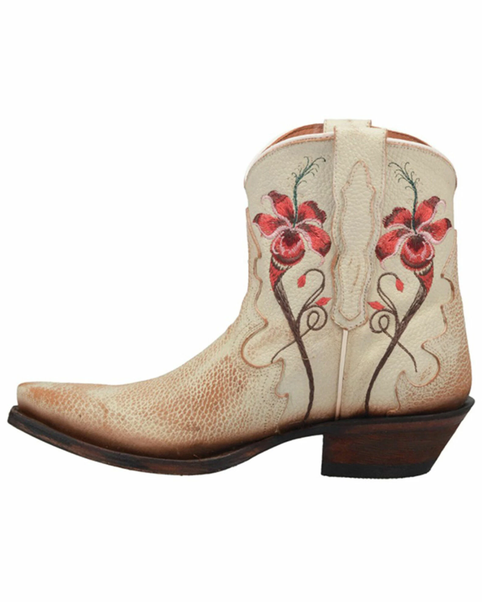 Dan Post Women's Rustic Flower Embroidery Western Booties - Snip Toe Off White 5 Dan Post Women's Rustic Flower Embroidery Western Booties - Snip Toe Off White - Image 3