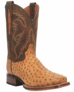Dan Post Men's Kershaw Exotic Ostrich Skin Western Boots - Wide Square Toe