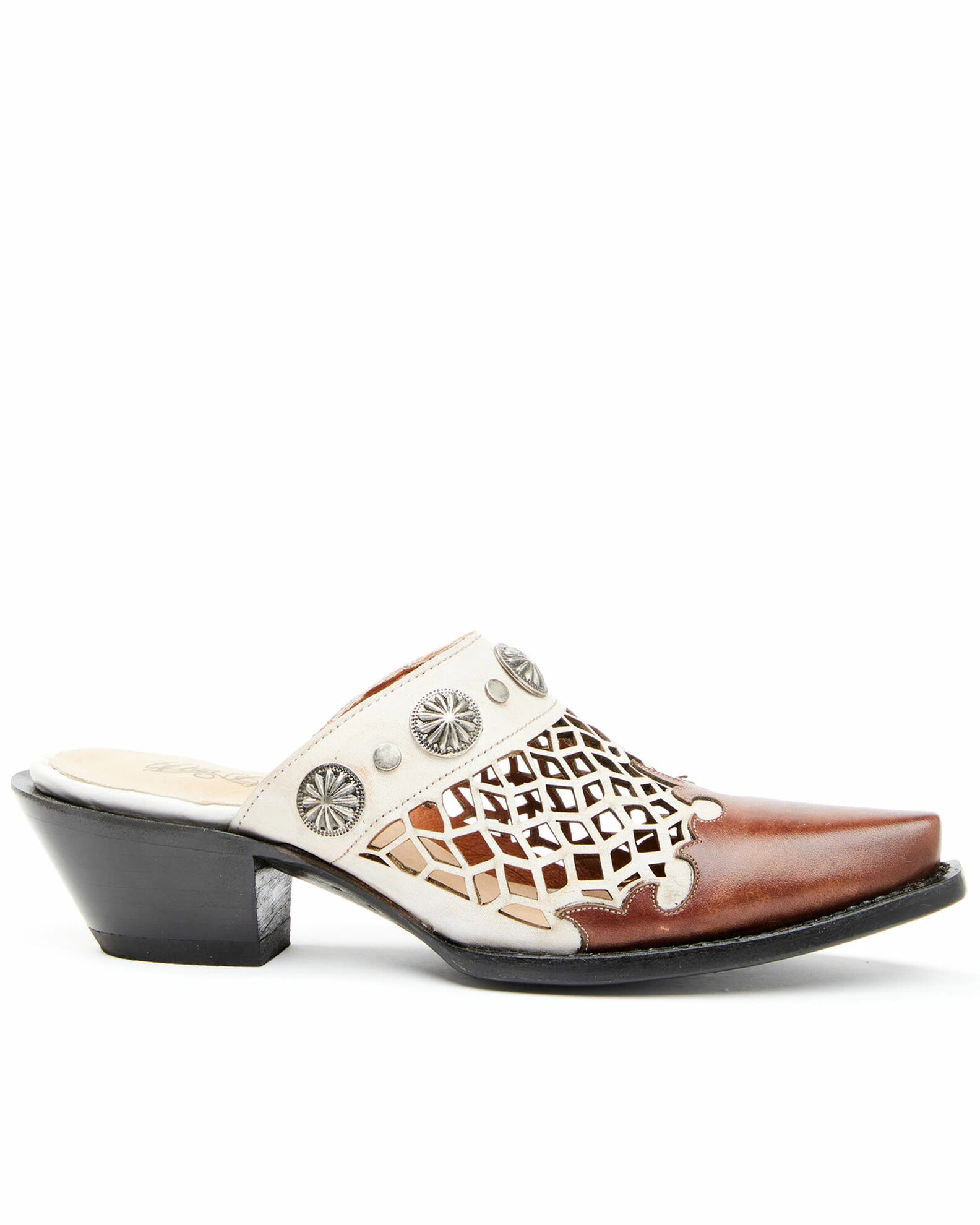 Dan Post Women's Concho Mules - Snip Toe Brown 3 Dan Post Women's Concho Mules - Snip Toe Brown - Image 2