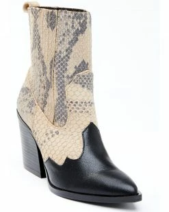 Dan Post Women's Snake Print Fashion Booties - Snip Toe