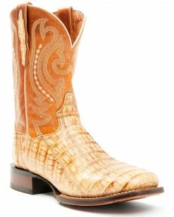 Dan Post Men's Tan Caiman Belly Western Boots - Square Toe