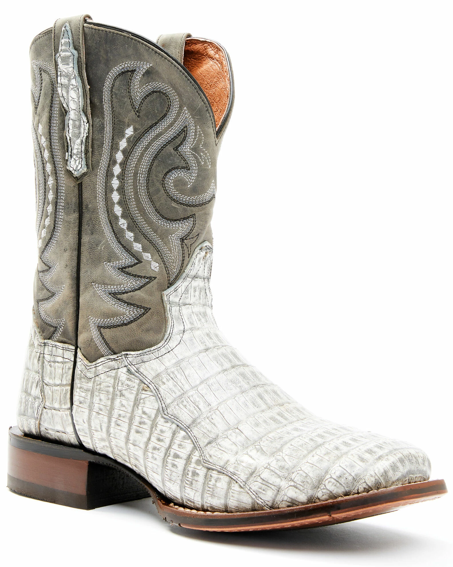 Dan Post Men's Charcoal Exotic Caiman Belly Western Boots - Wide Square Toe Cream 3 Dan Post Men's Charcoal Exotic Caiman Belly Western Boots - Wide Square Toe Cream