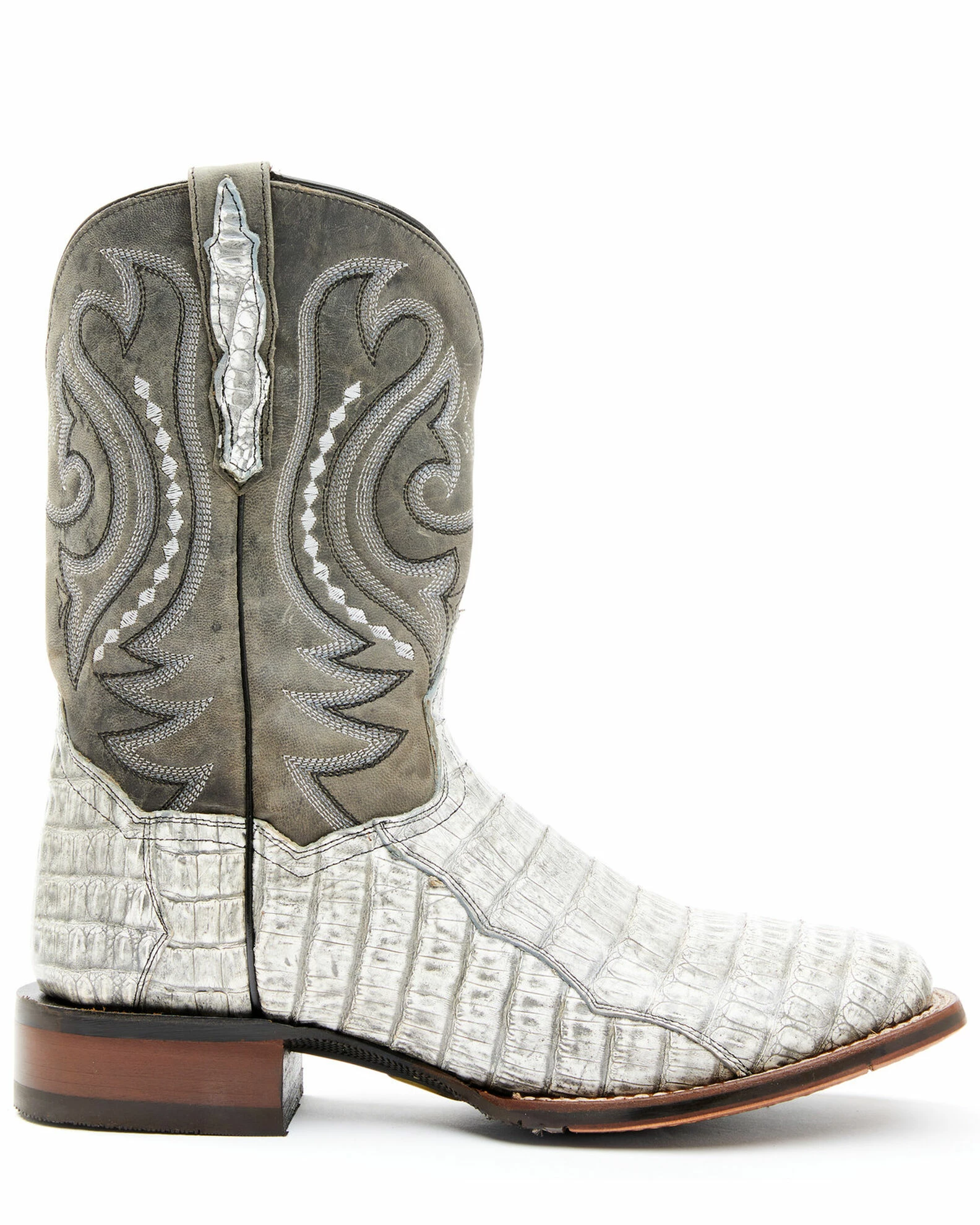 Dan Post Men's Charcoal Exotic Caiman Belly Western Boots - Wide Square Toe Cream 4 Dan Post Men's Charcoal Exotic Caiman Belly Western Boots - Wide Square Toe Cream - Image 2