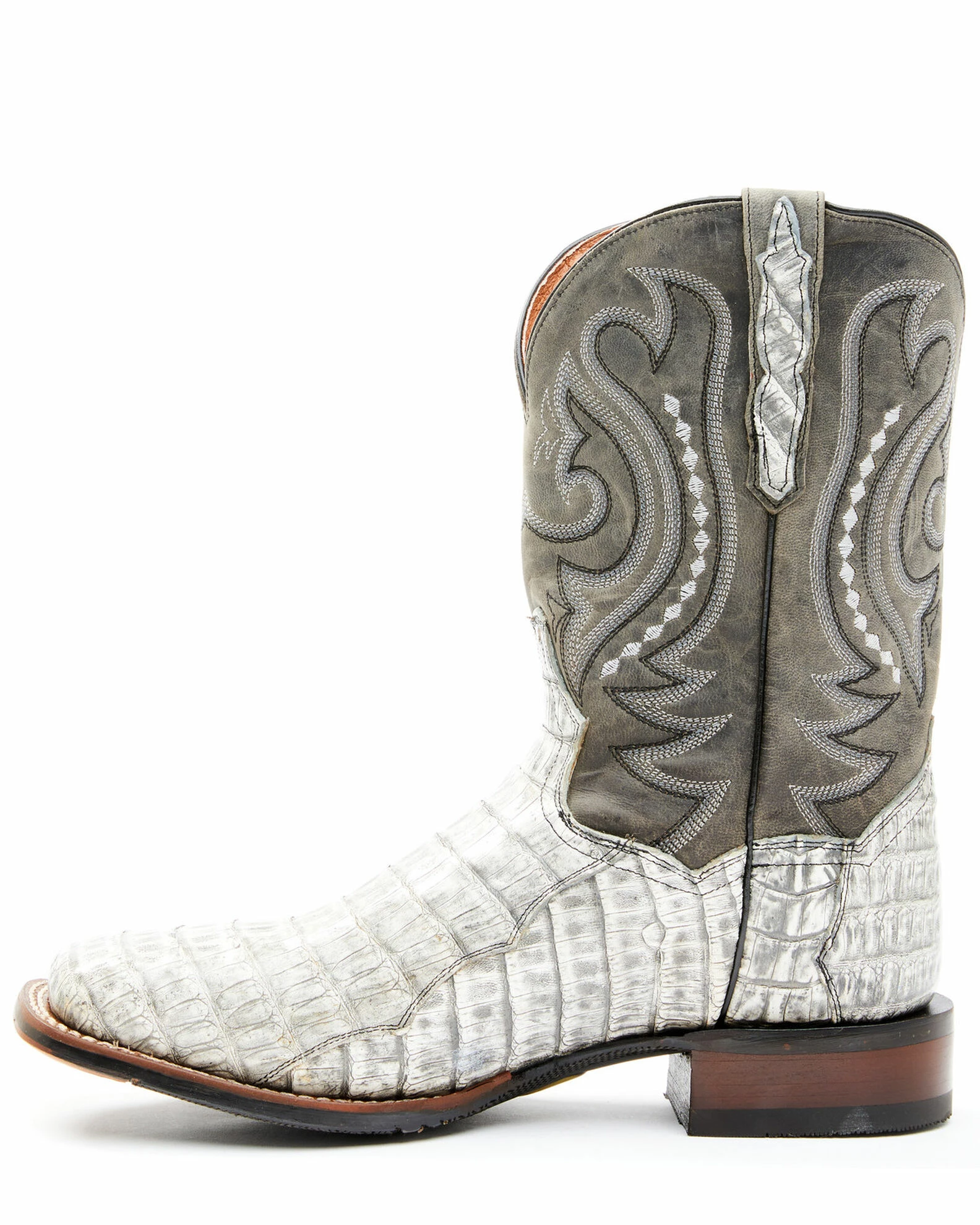 Dan Post Men's Charcoal Exotic Caiman Belly Western Boots - Wide Square Toe Cream 5 Dan Post Men's Charcoal Exotic Caiman Belly Western Boots - Wide Square Toe Cream - Image 3