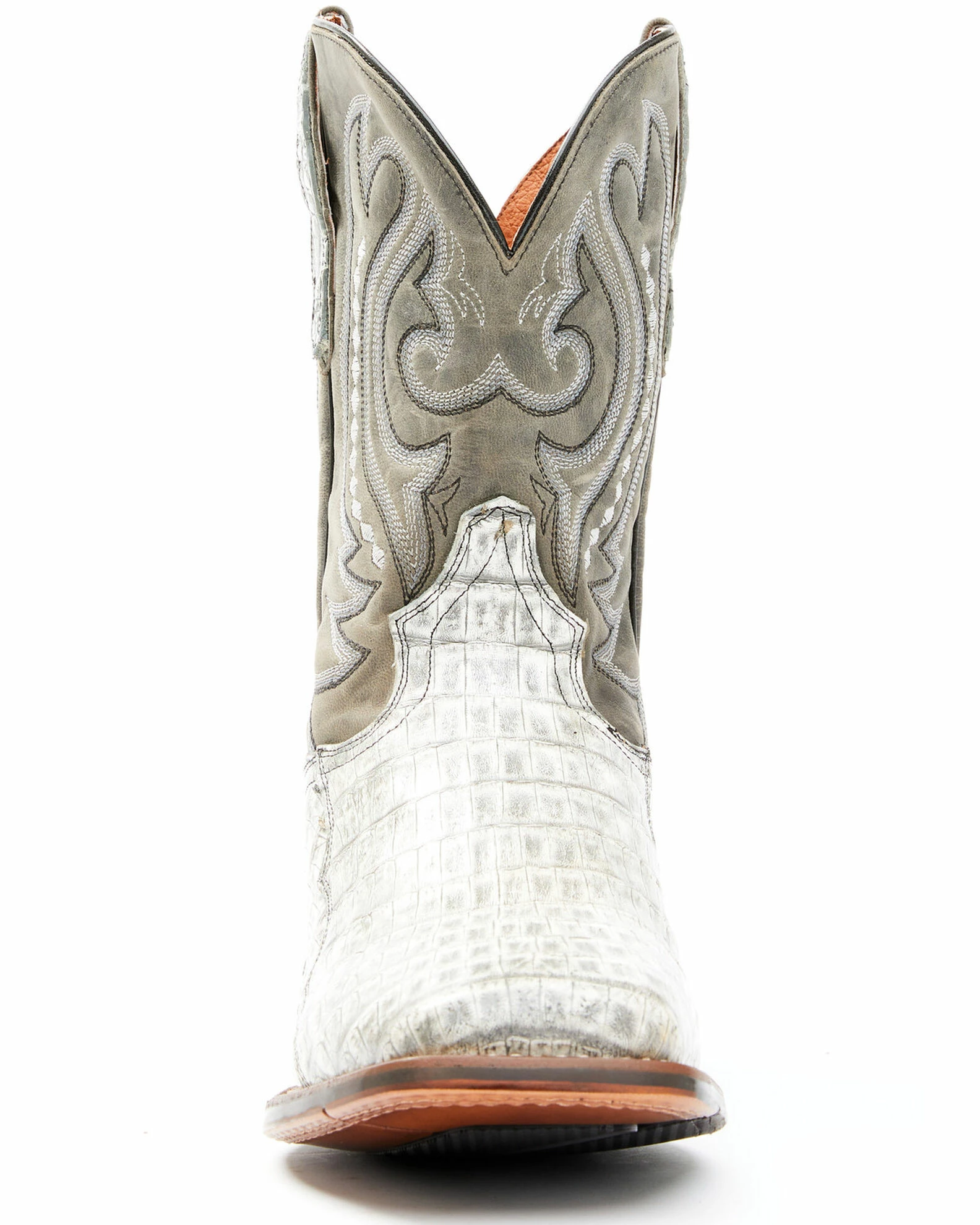 Dan Post Men's Charcoal Exotic Caiman Belly Western Boots - Wide Square Toe Cream 6 Dan Post Men's Charcoal Exotic Caiman Belly Western Boots - Wide Square Toe Cream - Image 4