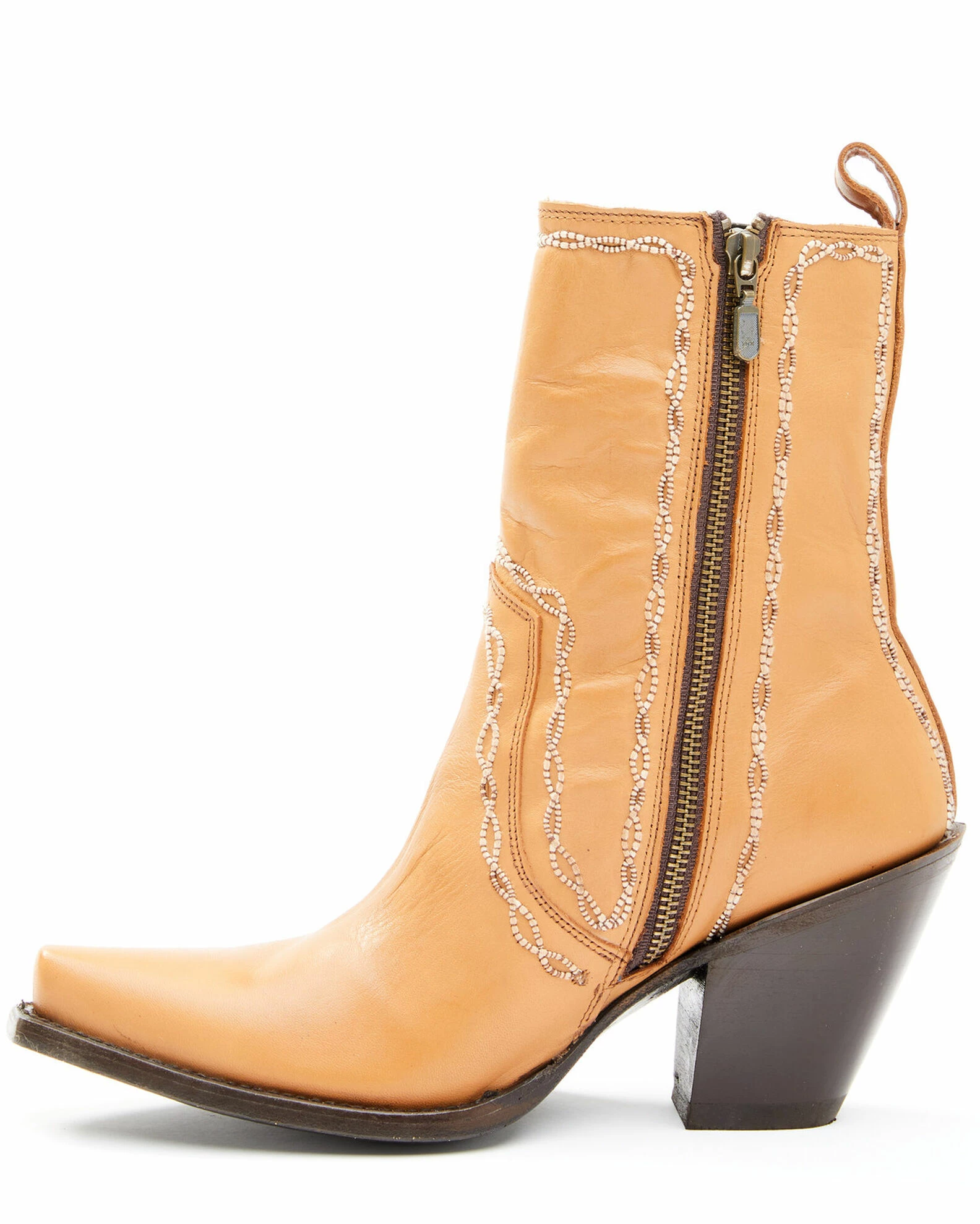 Dan Post Women's Tan Zipper Western Booties - Snip Toe 5 Dan Post Women's Tan Zipper Western Booties - Snip Toe - Image 3