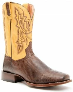 Dan Post Men's Exotic Snake Western Boots - Wide Square Toe Brown