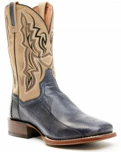 Dan Post Men's Exotic Snake Skin Western Boots - Broad Square Toe Brown