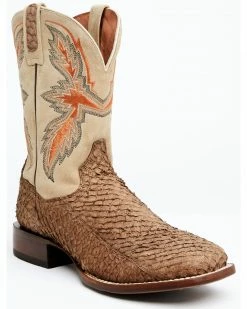 Dan Post Men's Exotic Sea Bass Skin Western Boots - Broad Square Toe