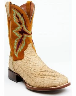 Dan Post Men's Exotic Sea Bass Skin Western Boots - Broad Square Toe