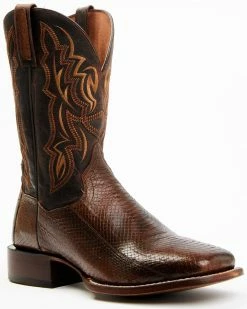 Dan Post Men's Cognac Exotic Water Snake Western Boots - Broad Square Toe