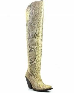 Dan Post Women's Natural Python Exotic Tall Western Boot - Snip Toe