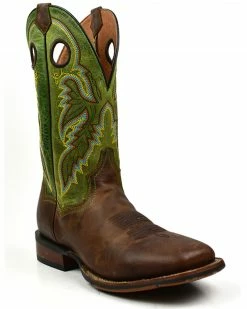 Dan Post Men's Leon Crazy Horse Green Performance Leather Western Boot - Broad Square Toe