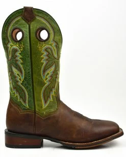 Alternative view of Dan Post Men's Leon Crazy Horse Green Performance Leather Western Boot - Broad Square Toe 