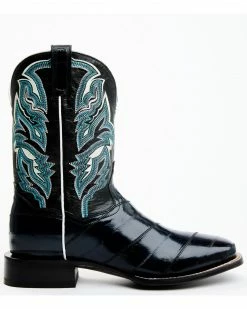 Alternative view of Dan Post Men's Sky Blue & Black Eel Exotic Western Boots - Broad Square Toe 