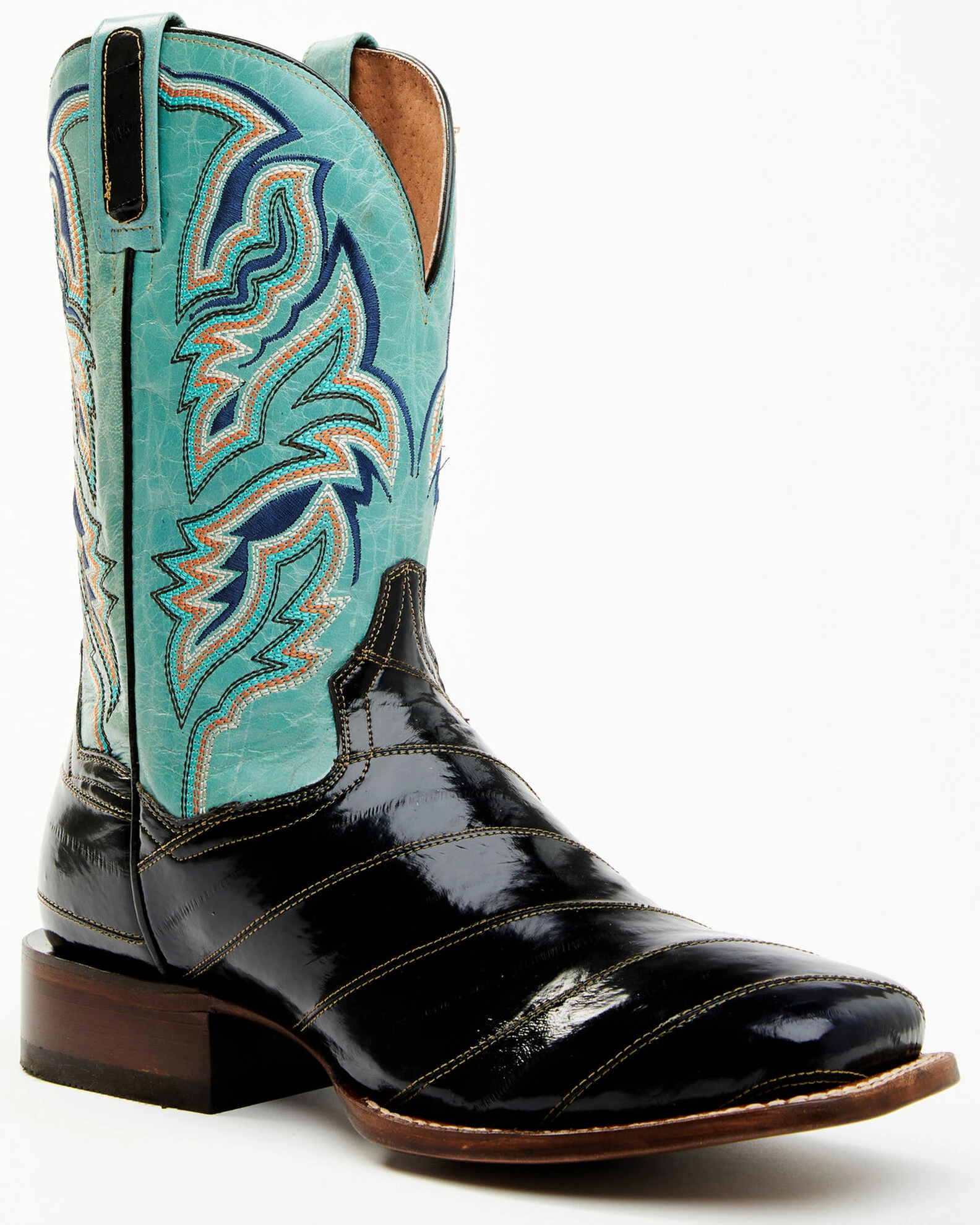 Dan Post Men's Eel Exotic Blue Western Boots - Broad Square Toe 3 Dan Post Men's Eel Exotic Blue Western Boots - Broad Square Toe