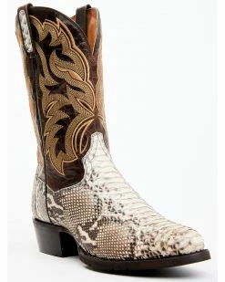 Dan Post Men's Natural Back Cut Python Exotic Western Boots - Round Toe