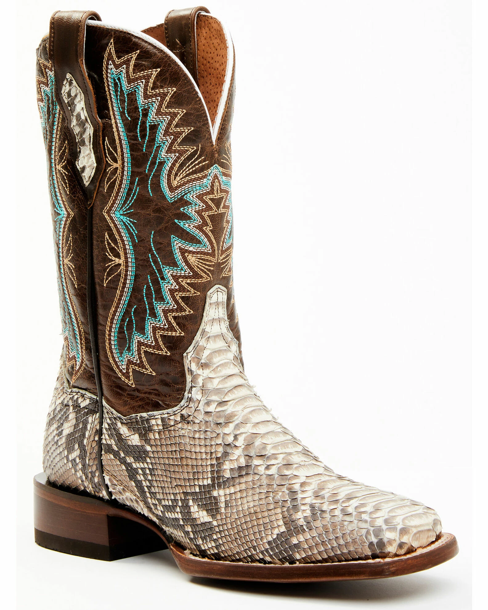 Dan Post Women's Back Cut Natural Python Exotic Western Boot - Broad Square Toe 3 Dan Post Women's Back Cut Natural Python Exotic Western Boot - Broad Square Toe