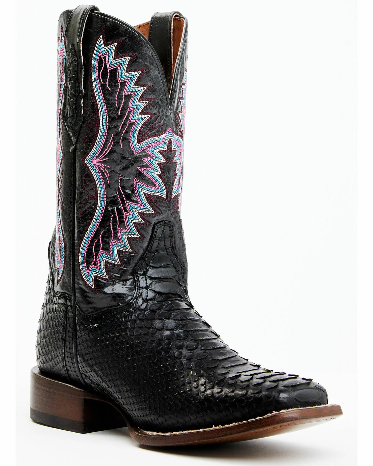 Dan Post Women's Back Cut Black Python Exotic Western Boot - Broad Square Toe 3 Dan Post Women's Back Cut Black Python Exotic Western Boot - Broad Square Toe