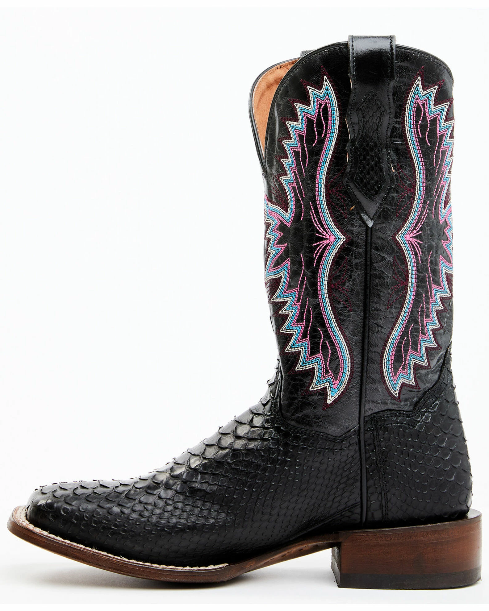 Dan Post Women's Back Cut Black Python Exotic Western Boot - Broad Square Toe 5 Dan Post Women's Back Cut Black Python Exotic Western Boot - Broad Square Toe - Image 3