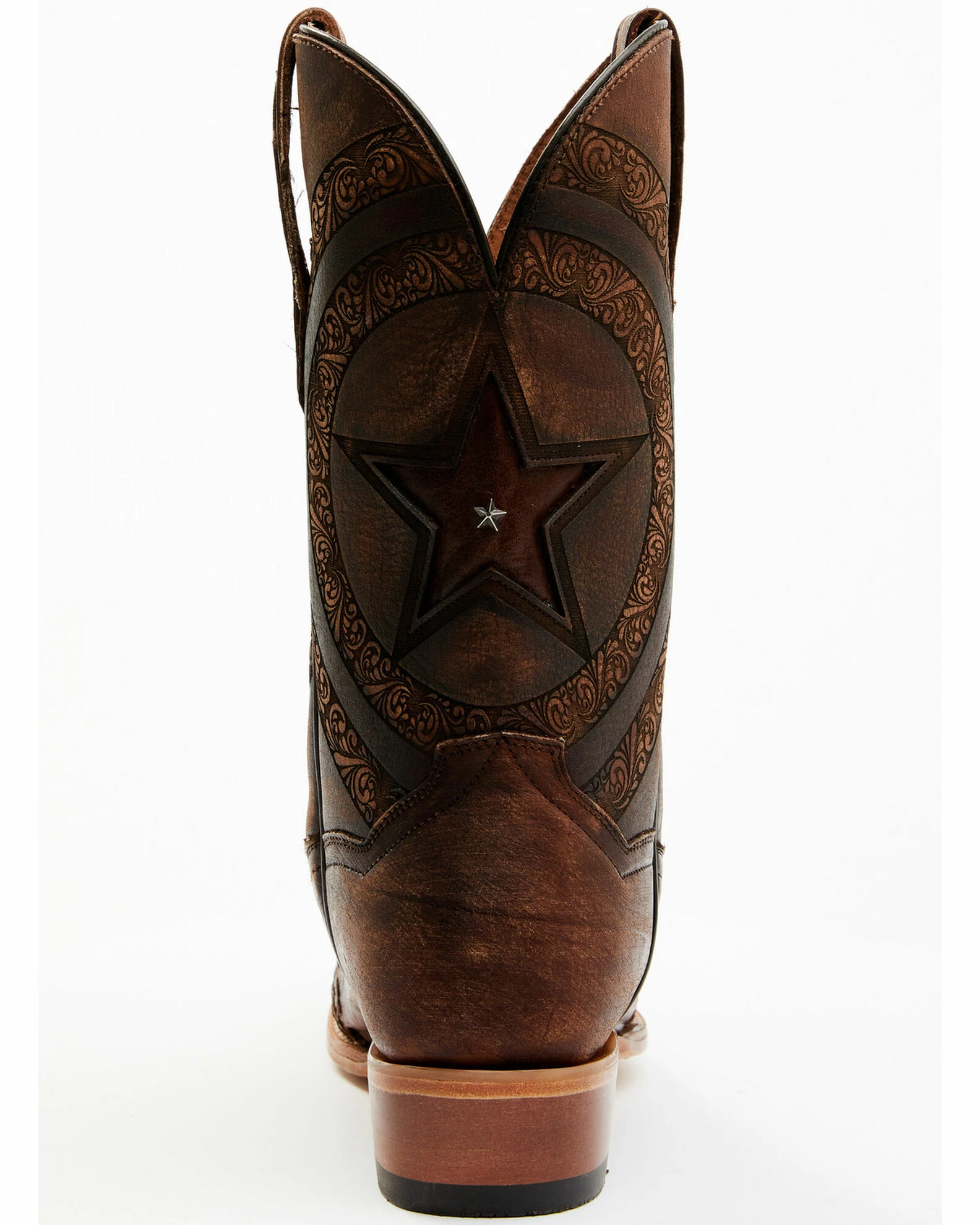 Dan Post Men's Embossed Star & Studded Basketweave Western Leather Boots - Snip Toe Brown 7 Dan Post Men's Embossed Star & Studded Basketweave Western Leather Boots - Snip Toe Brown - Image 5