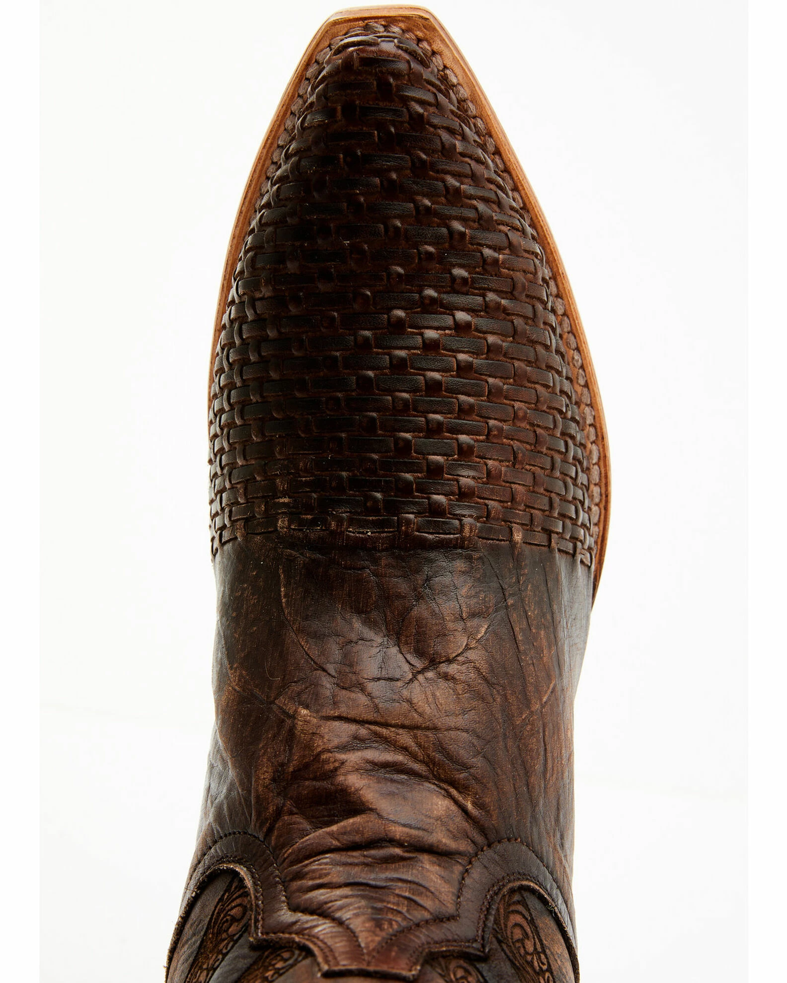 Dan Post Men's Embossed Star & Studded Basketweave Western Leather Boots - Snip Toe Brown 8 Dan Post Men's Embossed Star & Studded Basketweave Western Leather Boots - Snip Toe Brown - Image 6