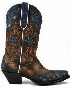 Alternative view of Dan Post Women's Humming Bird Heart And Floral Inlay Western Boots - Snip Toe 