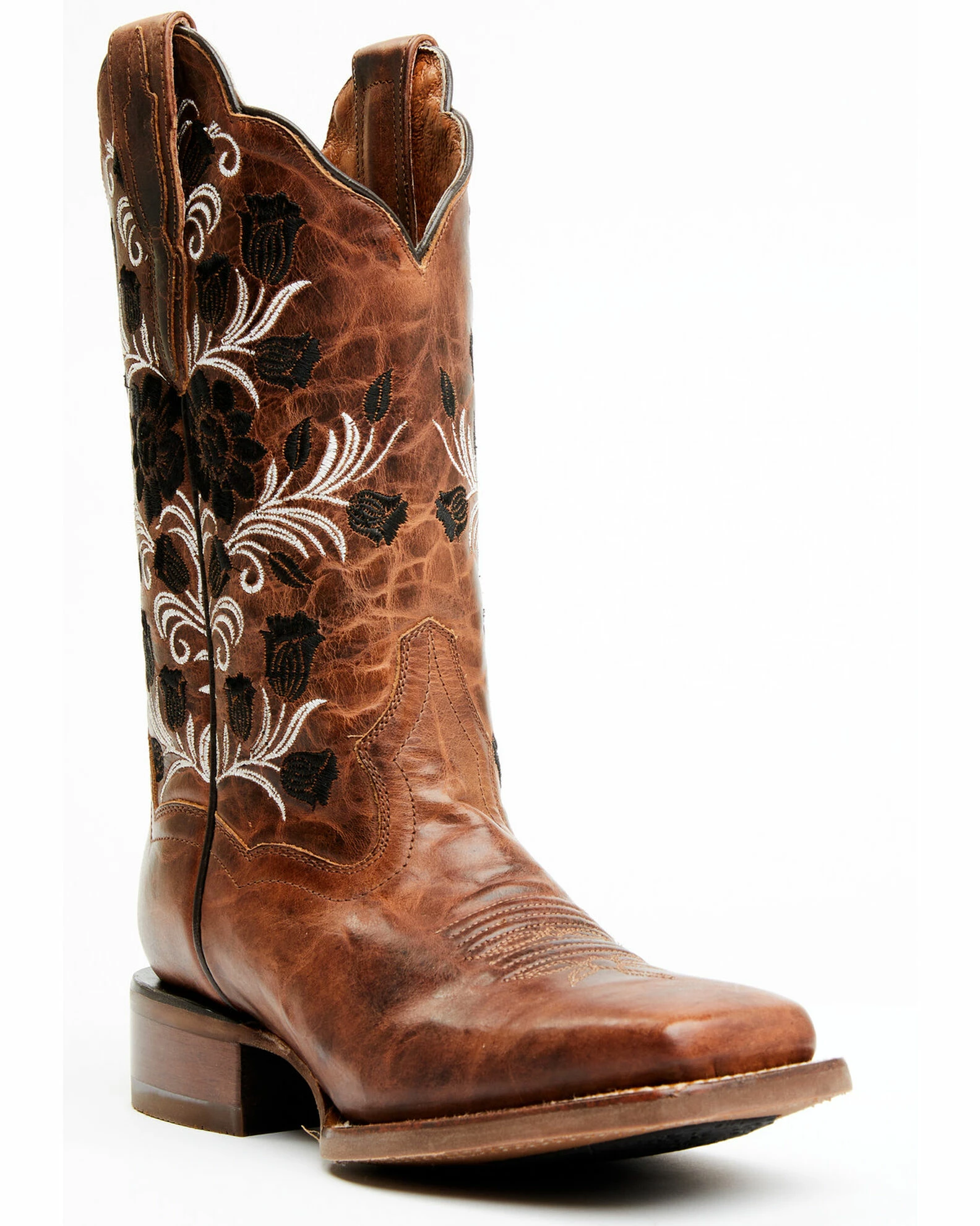 Dan Post Women's Athena Floral Embroidered Western Boots - Broad Square Toe Tan 3 Dan Post Women's Athena Floral Embroidered Western Boots - Broad Square Toe Tan
