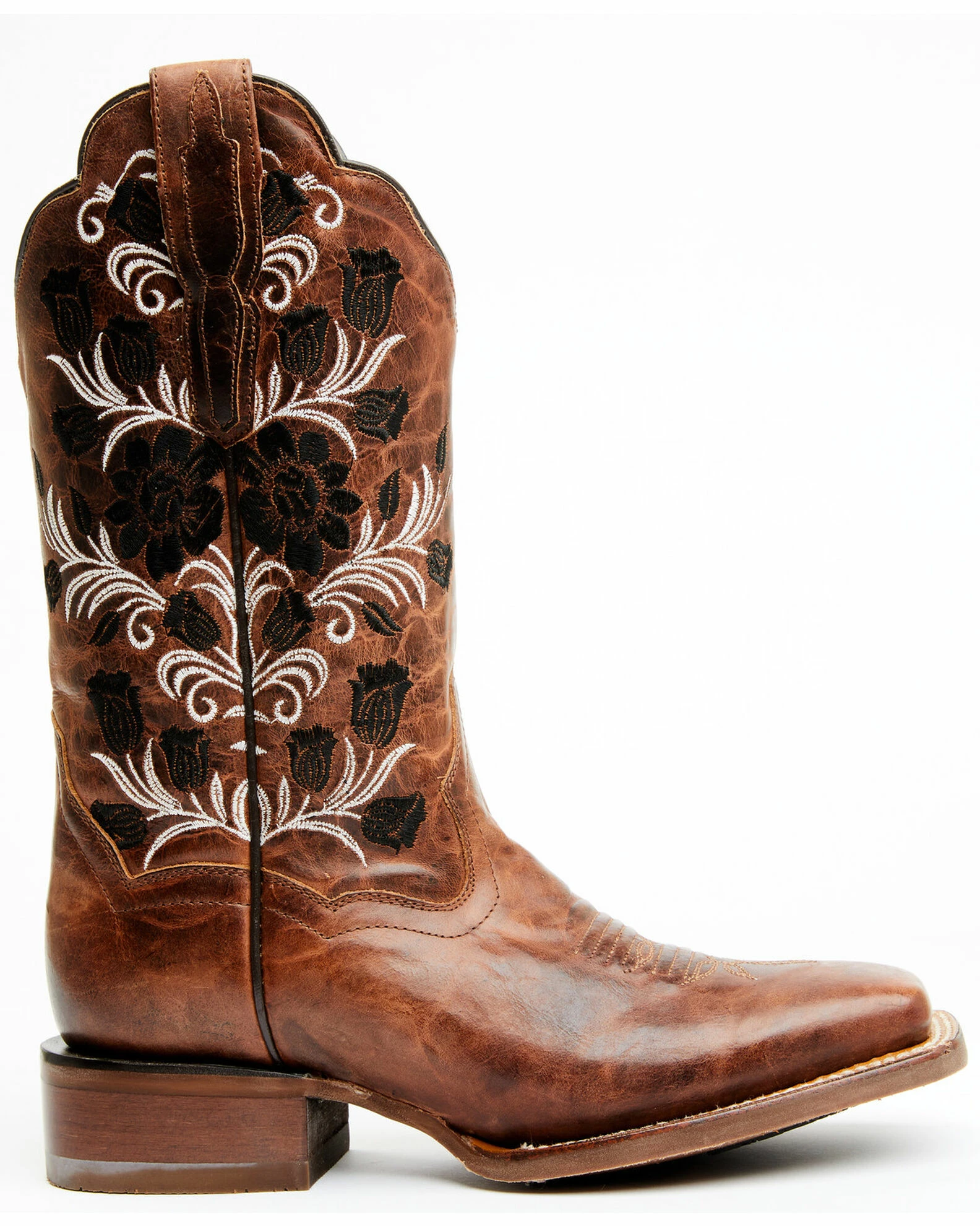 Dan Post Women's Athena Floral Embroidered Western Boots - Broad Square Toe Tan 4 Dan Post Women's Athena Floral Embroidered Western Boots - Broad Square Toe Tan - Image 2
