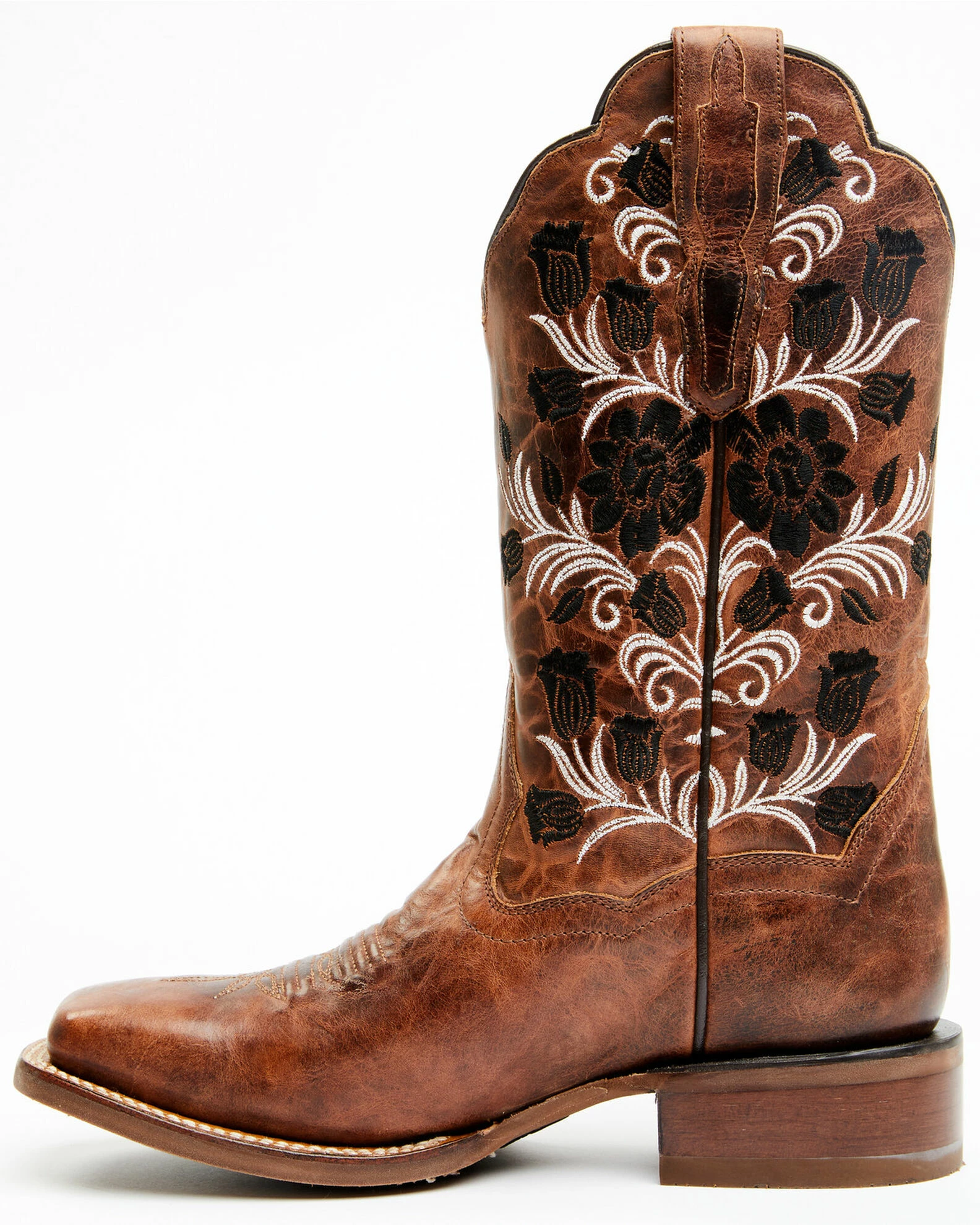 Dan Post Women's Athena Floral Embroidered Western Boots - Broad Square Toe Tan 5 Dan Post Women's Athena Floral Embroidered Western Boots - Broad Square Toe Tan - Image 3
