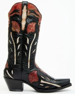 Alternative view of Dan Post Women's Alyssia Floral Leather Tall Western Boots - Snip Toe Black