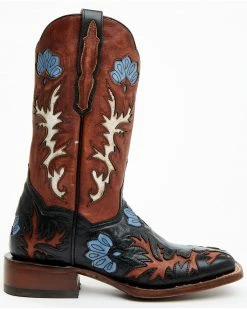 Alternative view of Dan Post Women's Tamarind Floral Leather Western Boots - Broad Square Toe Black