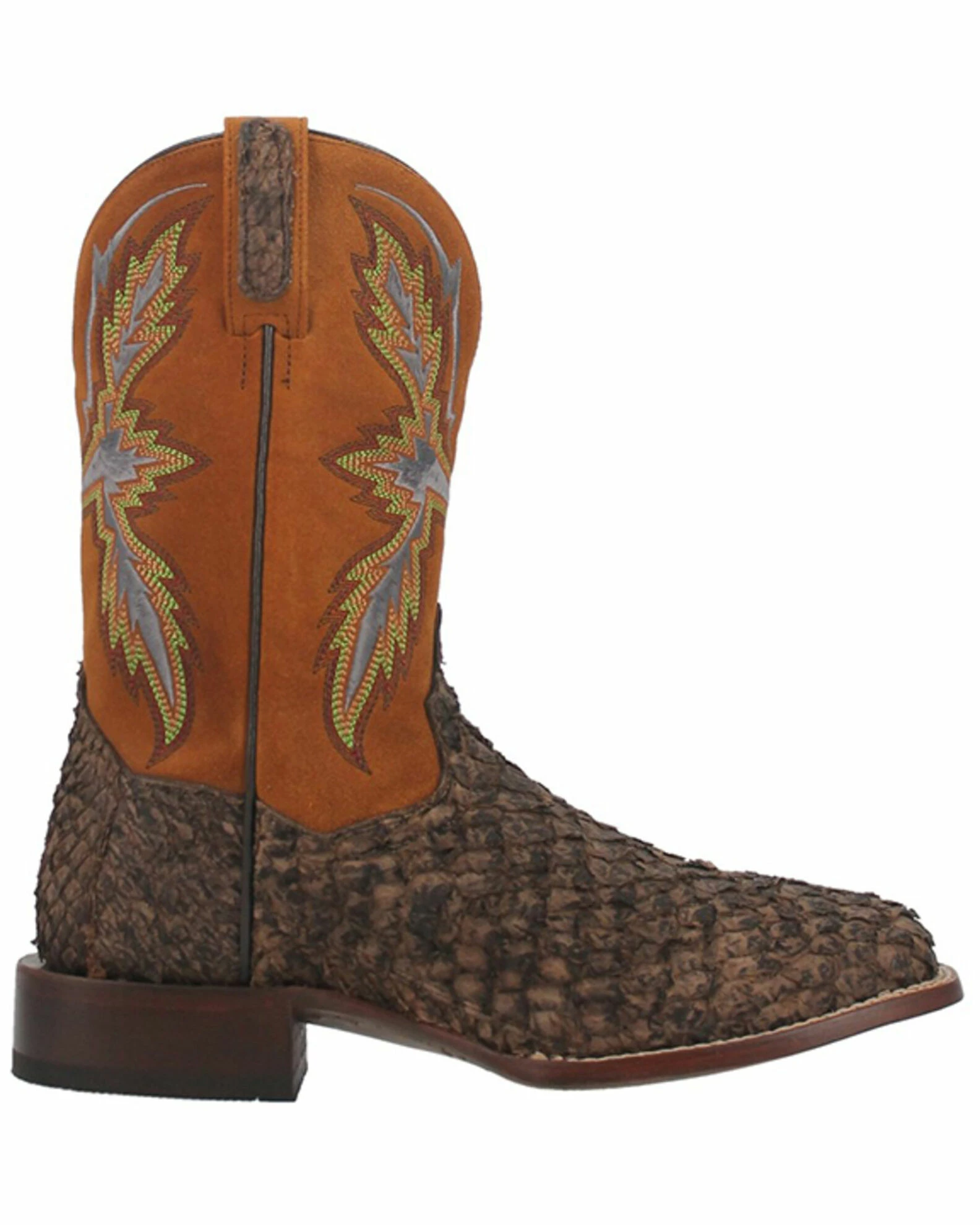 Dan Post Men's Dorsal Sea Bass Exotic Western Boots - Broad Square Toe Chocolate 4 Dan Post Men's Dorsal Sea Bass Exotic Western Boots - Broad Square Toe Chocolate - Image 2