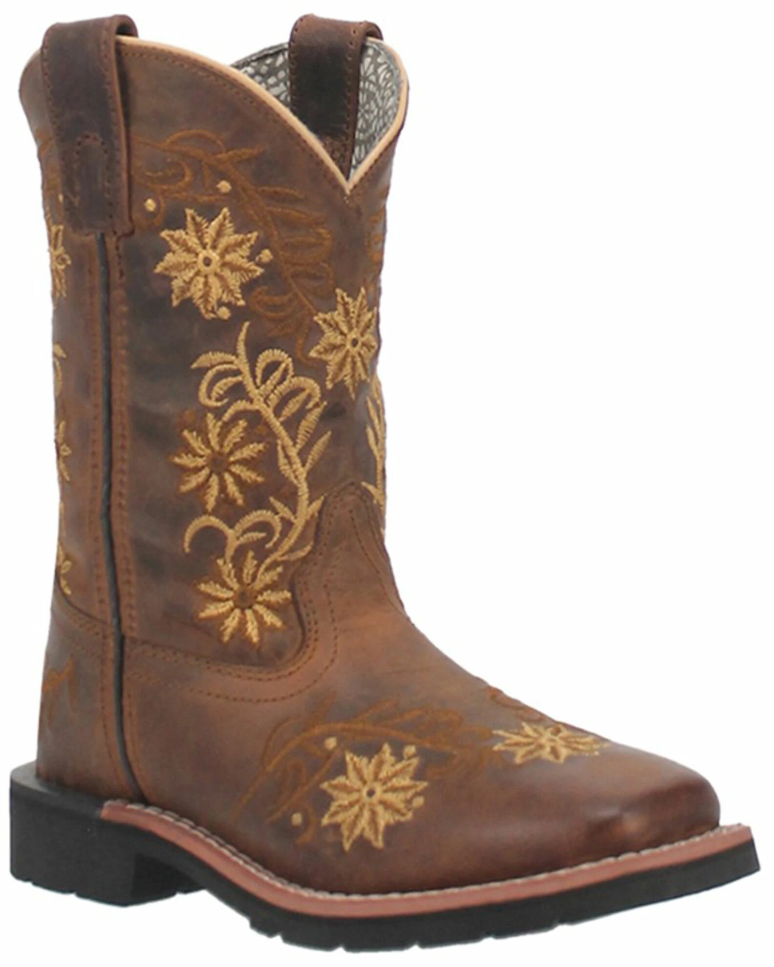 Dan Post Girls' Gardenia Floral Embroidered Western Boots - Broad Square Toe 3 Dan Post Girls' Gardenia Floral Embroidered Western Boots - Broad Square Toe