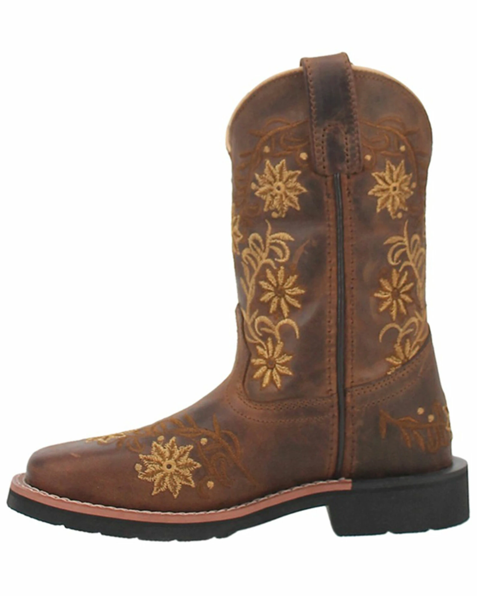 Dan Post Girls' Gardenia Floral Embroidered Western Boots - Broad Square Toe 5 Dan Post Girls' Gardenia Floral Embroidered Western Boots - Broad Square Toe - Image 3