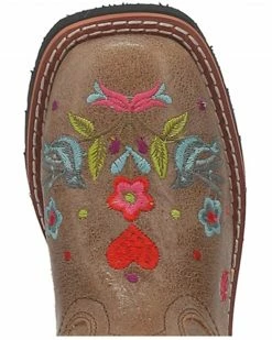 Dan Post Girls' Embroidered Western Boots - Broad Square Toe Taupe -Dan Post Shop 2000381636 251 P6