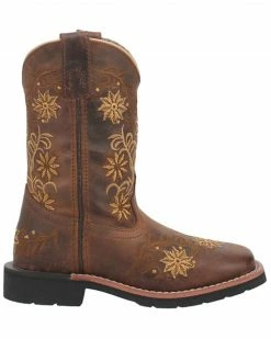 Alternative view of Dan Post Girls' Gardenia Embroidered Floral Western Boots - Broad Square Toe