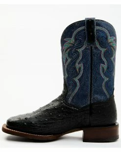 Dan Post Men's Exotic Full-Quill Ostrich Western Boots - Broad Square Toe Black -Dan Post Shop 2000381739 001 P3