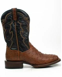 Alternative view of Dan Post Men's 11" Bay Apache Hand Quill Ostrich Exotic Western Boots - Broad Square Toe