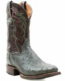 Dan Post Men's Hand Ostrich Quill Western Boots - Broad Square Toe
